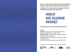 Niech nie zgaśnie pamięć -Palmiry_zaproszenie 15-12-15 r.
